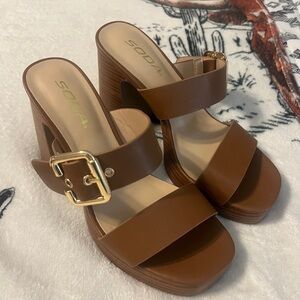 SODA Women's Brown Wedge Sandals